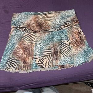 Animal Print Blue & Brown Mini Skort